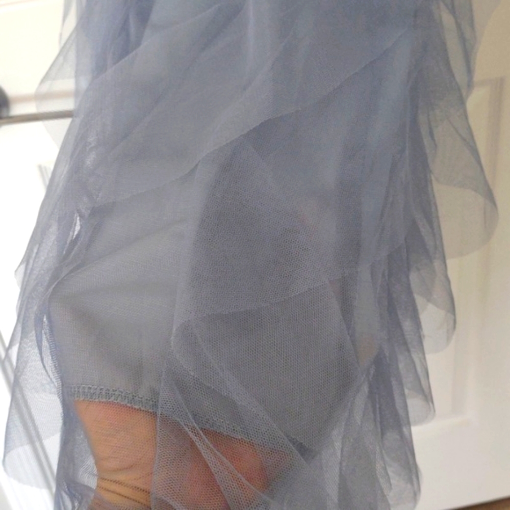 Fairy crochet balletcore ruffle/tulle/tutu flowy blue dress S/M - Picture 3 of 8